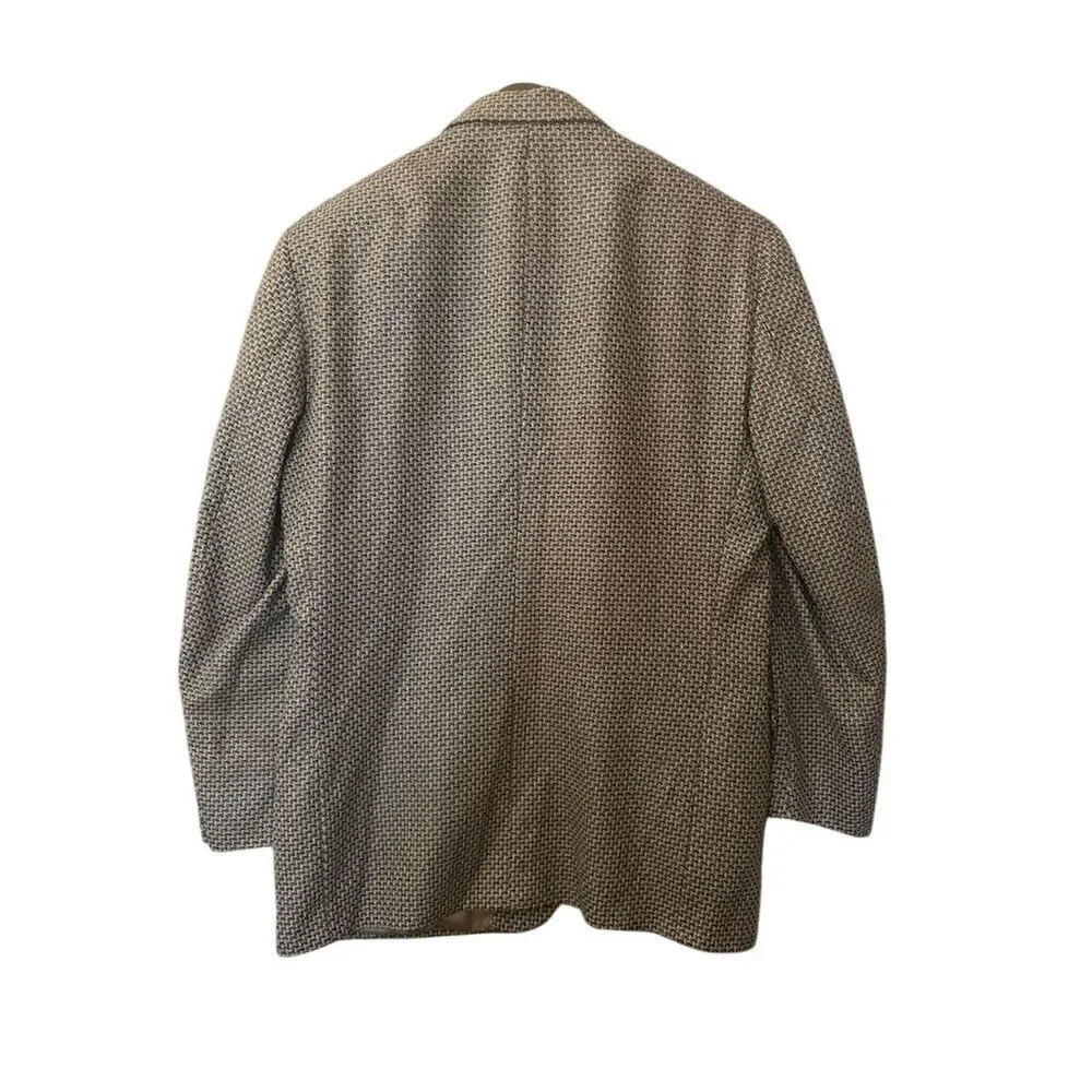 Bassoni Collection Men's Brown Plaid Tweed Blazer Size 44 Formal